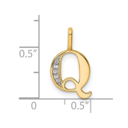 10K Gelbgold 10K Diamant Buchstabe Q Initiale Anhänger