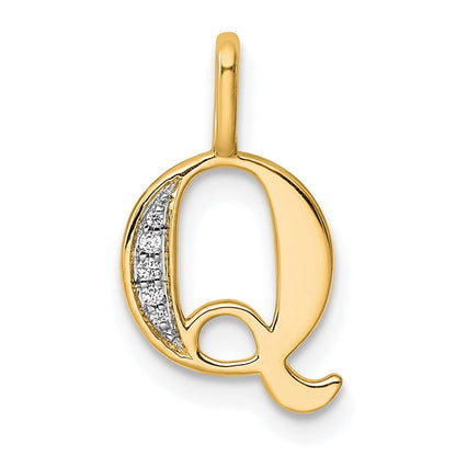10K Gelbgold 10K Diamant Buchstabe Q Initiale Anhänger