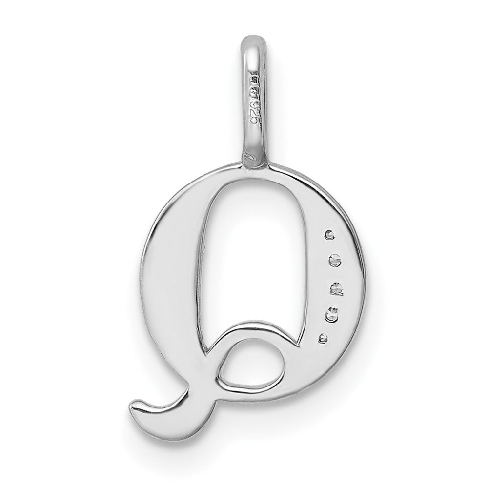 14K Weißgold Anhänger mit echtem Diamant-Buchstaben „Q
