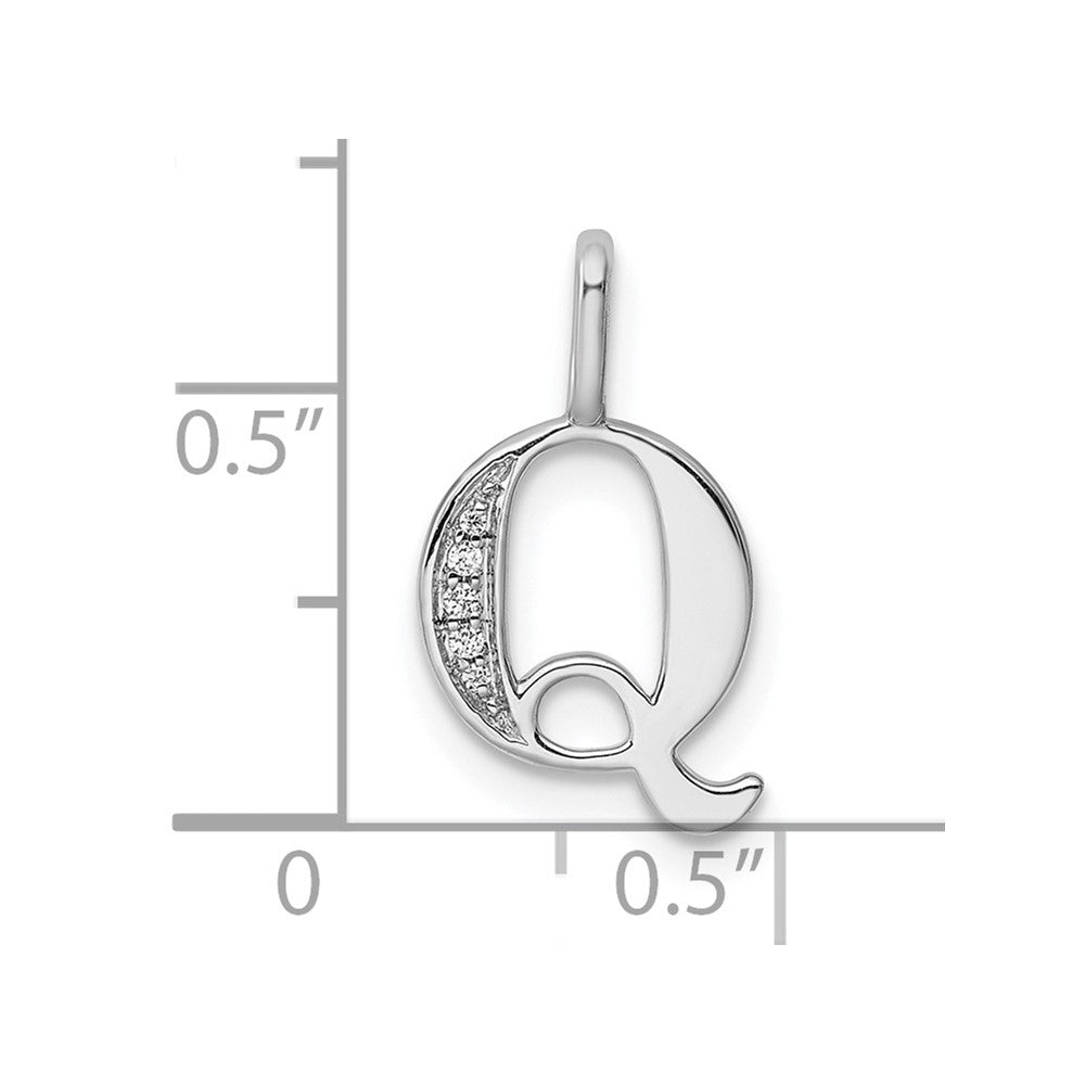14K Weißgold Anhänger mit echtem Diamant-Buchstaben „Q
