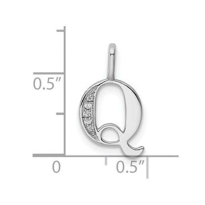 14K Weißgold Anhänger mit echtem Diamant-Buchstaben „Q