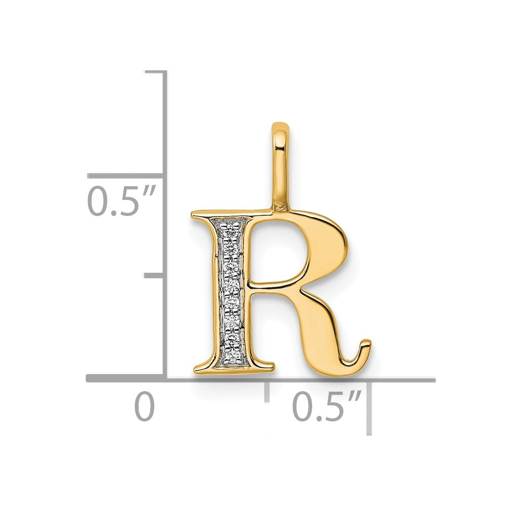 10K Gelbgold 10K Diamant Buchstabe R Initiale Anhänger