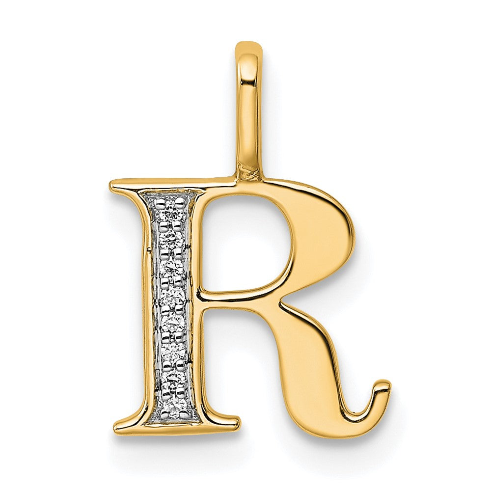 10K Gelbgold 10K Diamant Buchstabe R Initiale Anhänger
