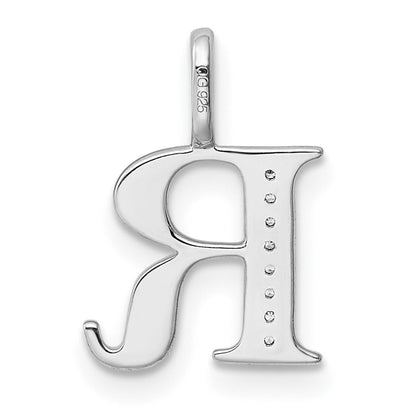 14K Weißgold Anhänger mit Buchstabe „R" echten Diamanten, Initiale