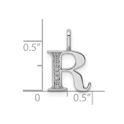 14K Weißgold Anhänger mit Buchstabe „R" echten Diamanten, Initiale
