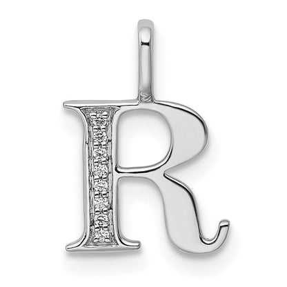 14K Weißgold Anhänger mit Buchstabe „R" echten Diamanten, Initiale