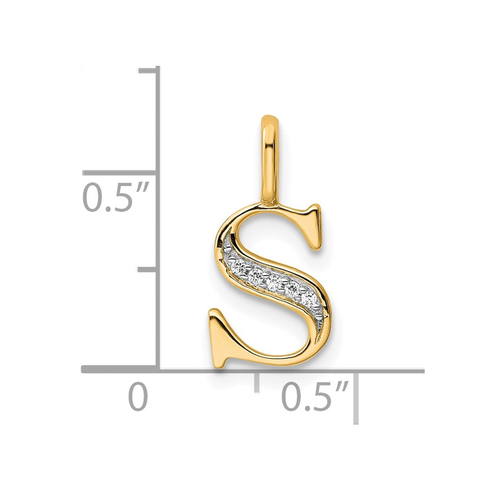 10K Gelbgold 10K Diamant Buchstabe S Initiale Anhänger
