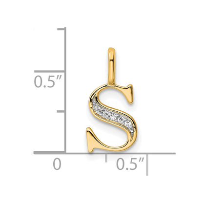 10K Gelbgold 10K Diamant Buchstabe S Initiale Anhänger