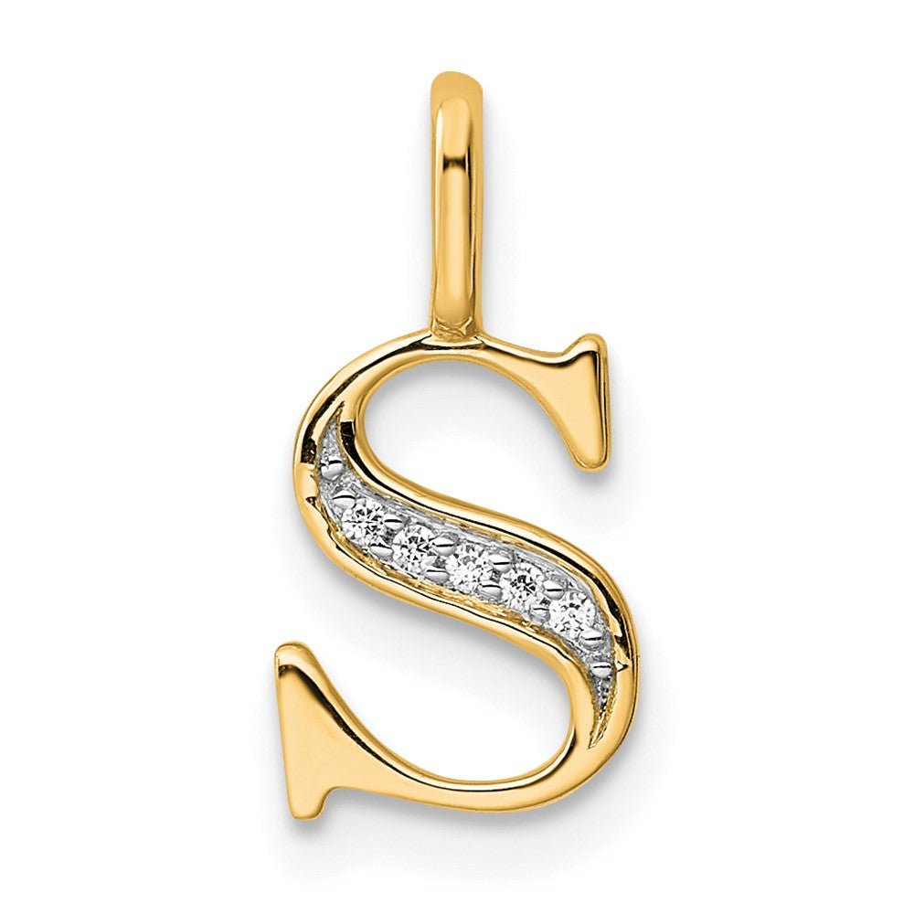 10K Gelbgold 10K Diamant Buchstabe S Initiale Anhänger