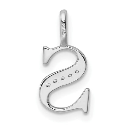 14K Weißgold Anhänger mit Initiale „S" aus echten Diamanten
