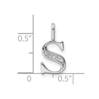 14K Weißgold Anhänger mit Initiale „S" aus echten Diamanten