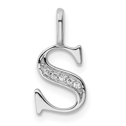 14K Weißgold Anhänger mit Initiale „S" aus echten Diamanten