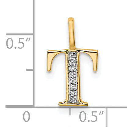 10K Gelbgold 10K Diamant Buchstabe T Initiale Anhänger