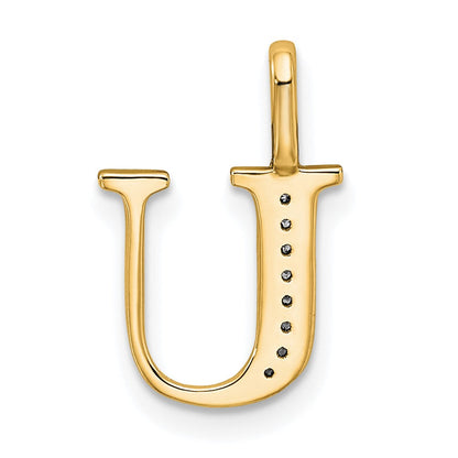 10K Gelbgold 10K Diamant Buchstabe U Initiale Anhänger