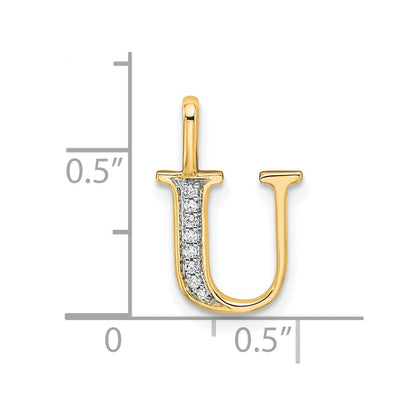 10K Gelbgold 10K Diamant Buchstabe U Initiale Anhänger