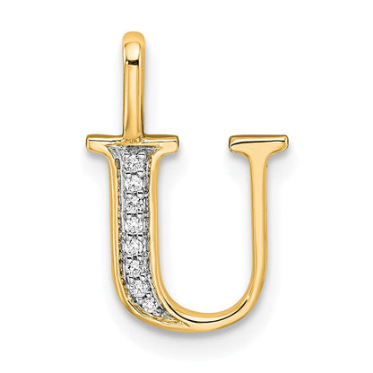 10K Gelbgold 10K Diamant Buchstabe U Initiale Anhänger