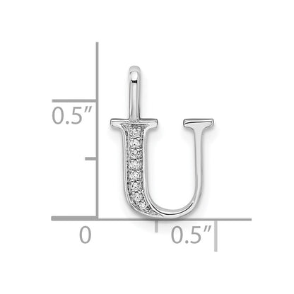 14K Weißgold Initial-Anhänger Buchstabe U mit echtem Diamant