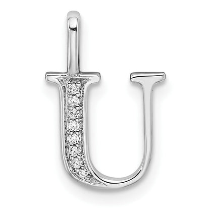 14K Weißgold Initial-Anhänger Buchstabe U mit echtem Diamant