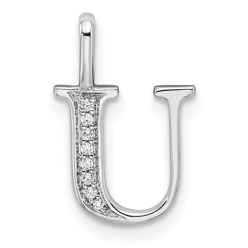 14K Weißgold Initial-Anhänger Buchstabe U mit echtem Diamant