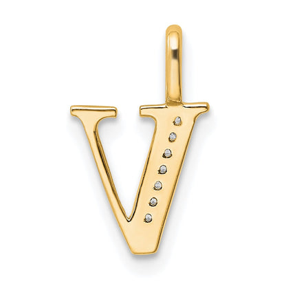 10K Gelbgold 10K Diamant Buchstabe V Initiale Anhänger
