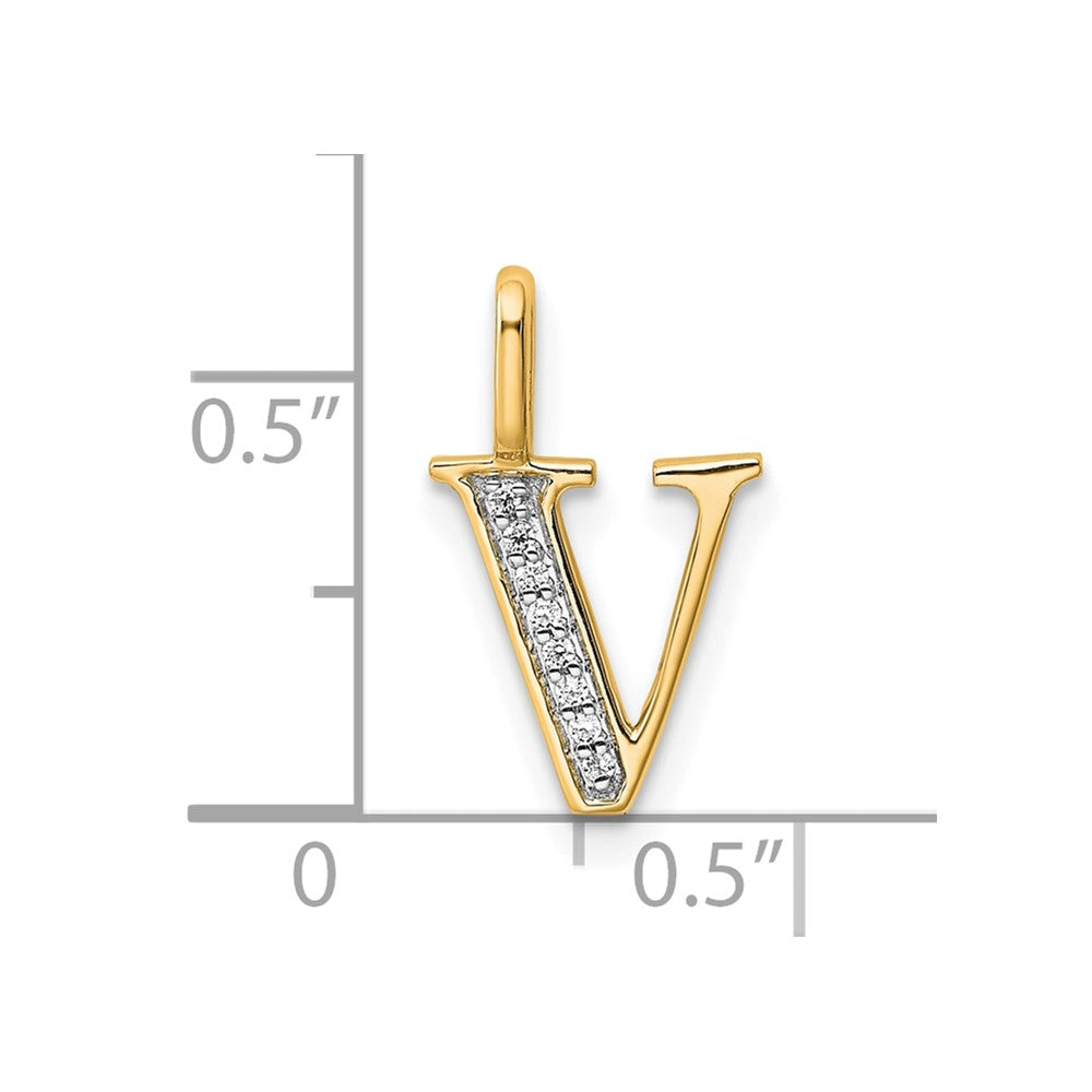 10K Gelbgold 10K Diamant Buchstabe V Initiale Anhänger