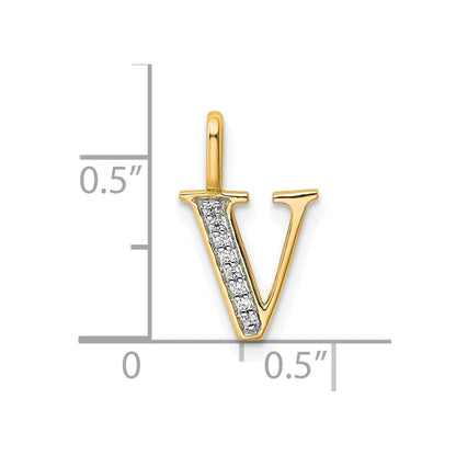 10K Gelbgold 10K Diamant Buchstabe V Initiale Anhänger