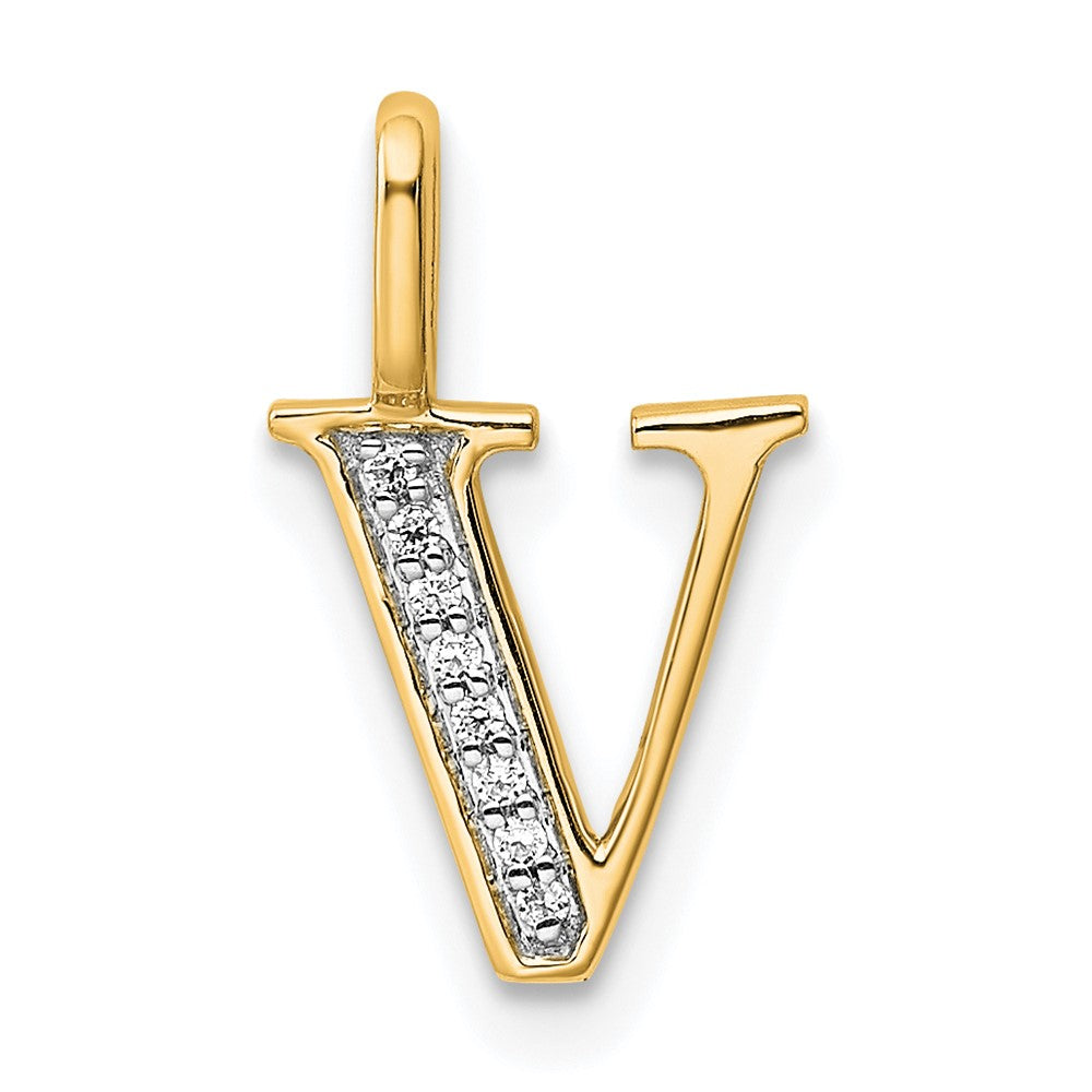 10K Gelbgold 10K Diamant Buchstabe V Initiale Anhänger