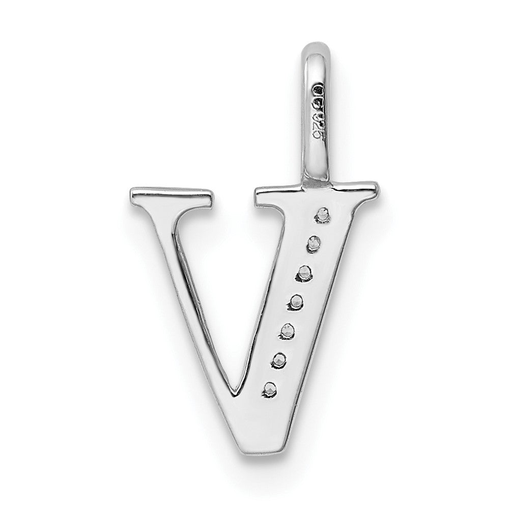 14K Weißgold Anhänger mit echtem Diamant-Buchstaben „V