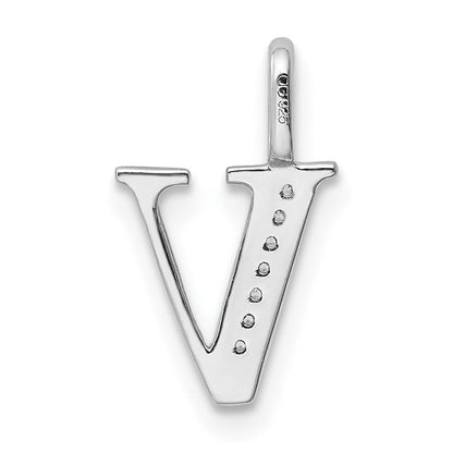 14K Weißgold Anhänger mit echtem Diamant-Buchstaben „V