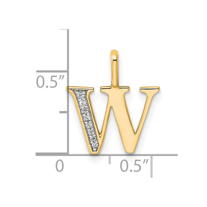 10K Gelbgold 10K Diamant Buchstabe W Initiale Anhänger