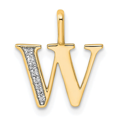 10K Gelbgold 10K Diamant Buchstabe W Initiale Anhänger