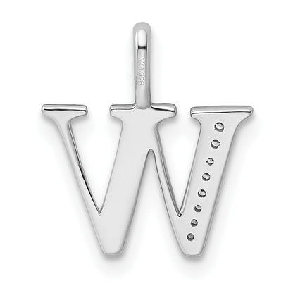 14K Weißgold Anhänger mit echtem Diamant-Buchstaben „W“