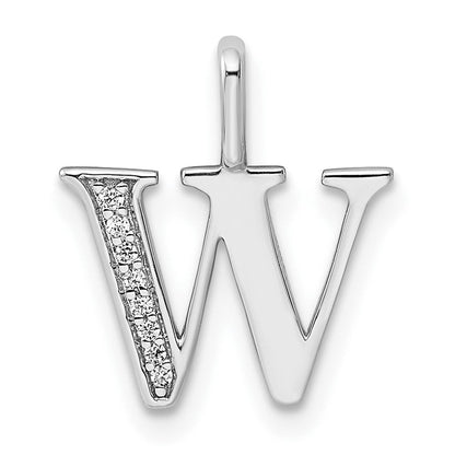 14K Weißgold Anhänger mit echtem Diamant-Buchstaben „W“