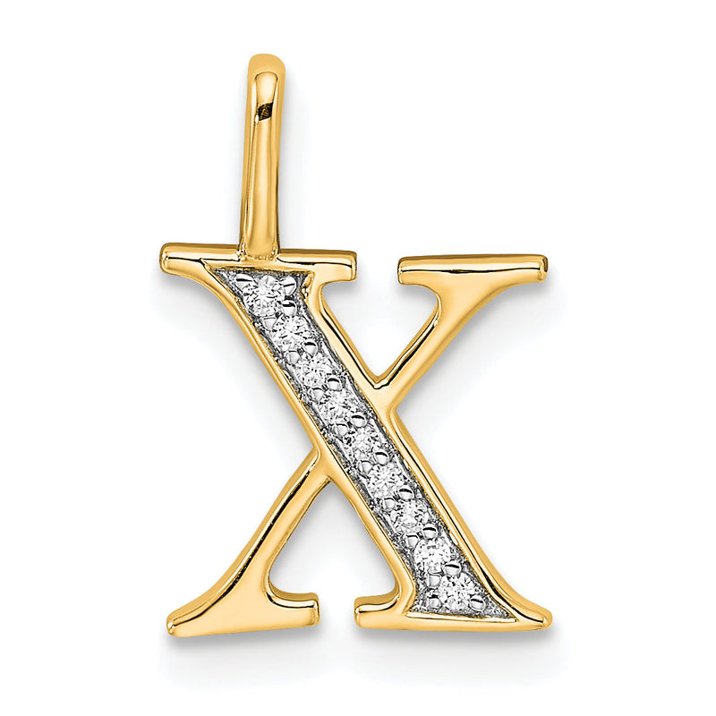 10K Gelbgold 10K Diamant Buchstabe X Initiale Anhänger