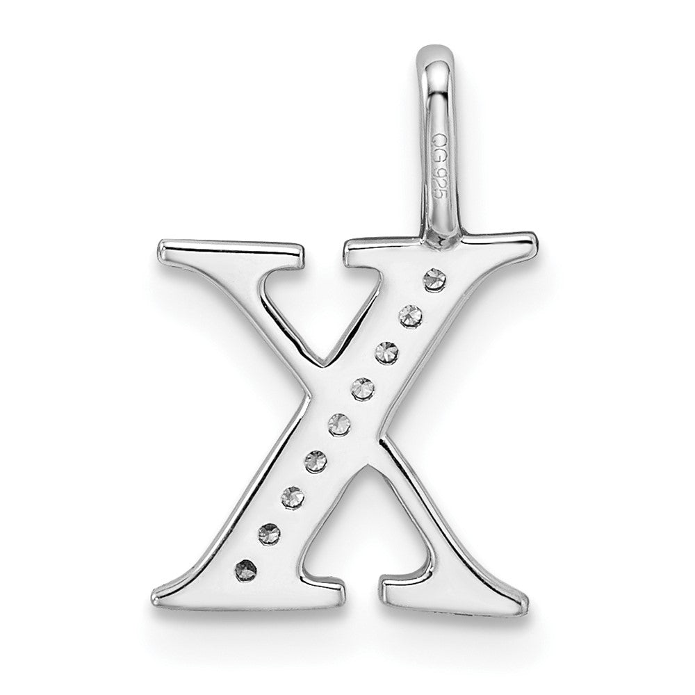 14K Weißgold Anhänger mit echtem Diamant-Initial „X