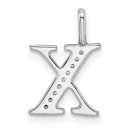 14K Weißgold Anhänger mit echtem Diamant-Initial „X