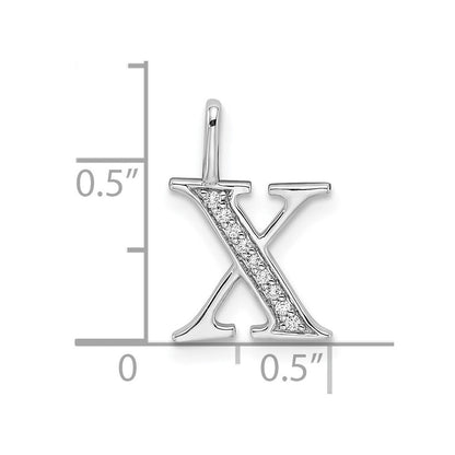 14K Weißgold Anhänger mit echtem Diamant-Initial „X