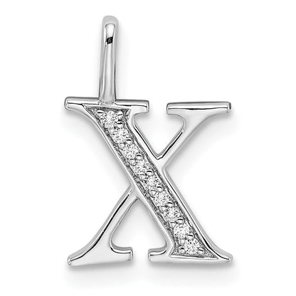14K Weißgold Anhänger mit echtem Diamant-Initial „X