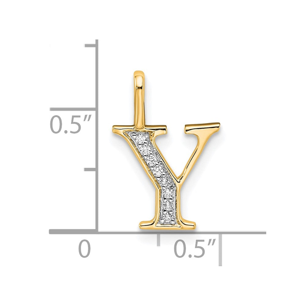 10K Gelbgold 10K Diamant Buchstabe Y Initiale Anhänger