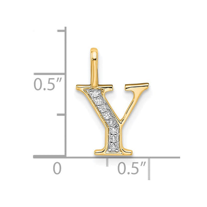 10K Gelbgold 10K Diamant Buchstabe Y Initiale Anhänger