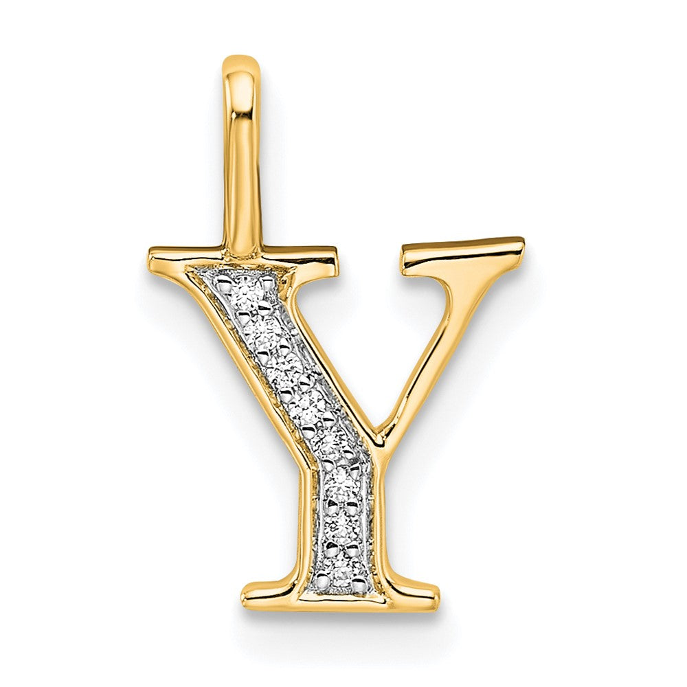 10K Gelbgold 10K Diamant Buchstabe Y Initiale Anhänger