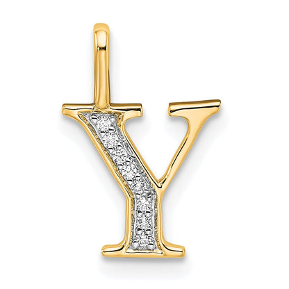 10K Gelbgold 10K Diamant Buchstabe Y Initiale Anhänger