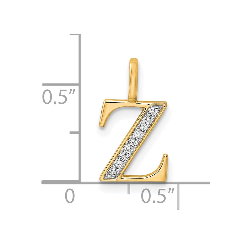 10K Gelbgold 10K Diamant Buchstabe Z Initiale Anhänger
