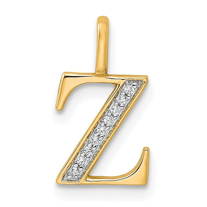 10K Gelbgold 10K Diamant Buchstabe Z Initiale Anhänger