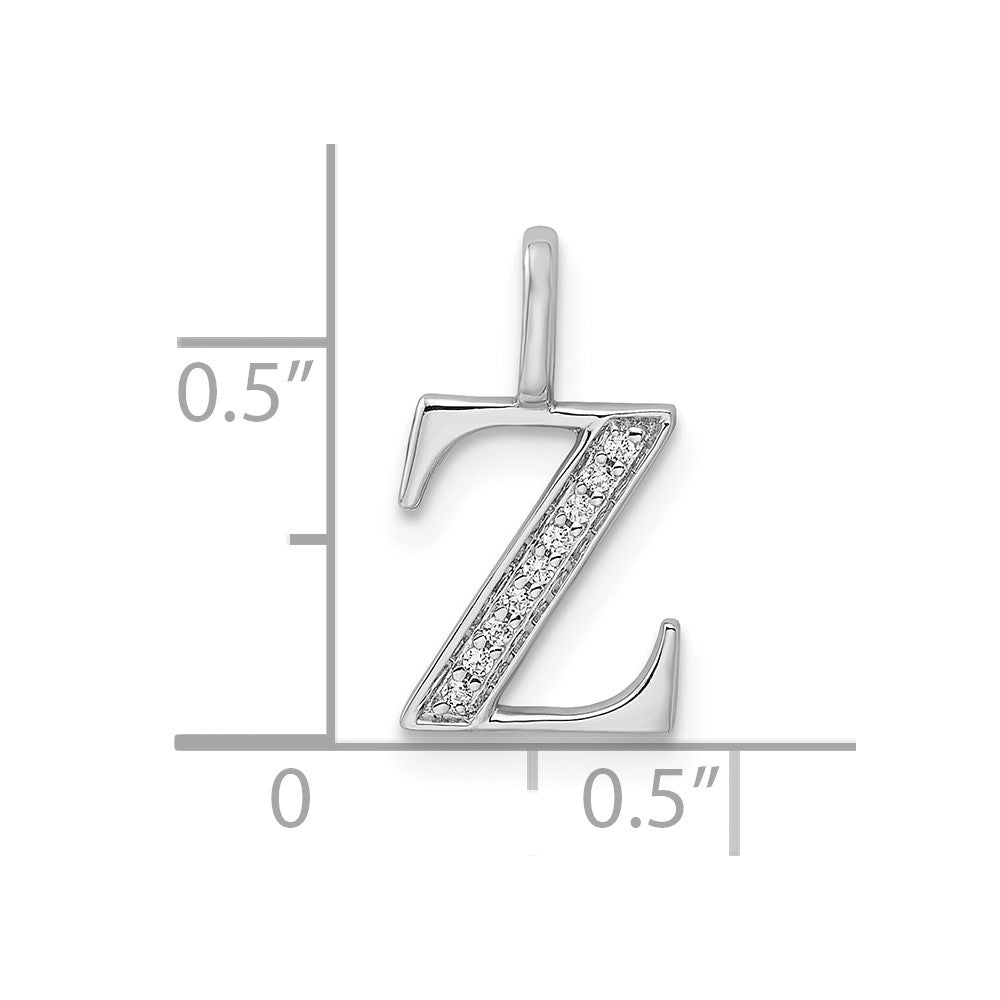 14K Weißgold Anhänger mit echtem Diamant-Buchstaben Z