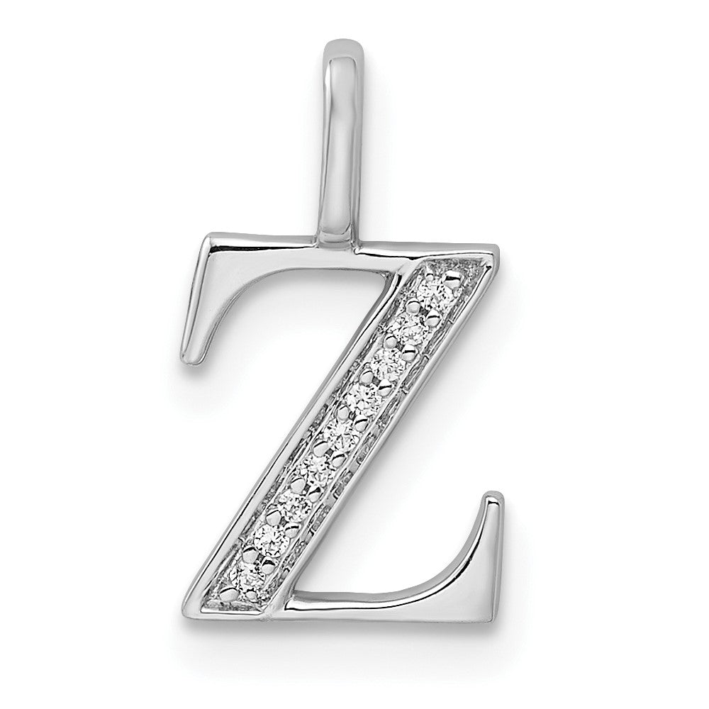 14K Weißgold Anhänger mit echtem Diamant-Buchstaben Z