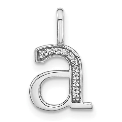 14K Weißgold Echt-Diamant Anhänger Kleinbuchstabe Initiale A