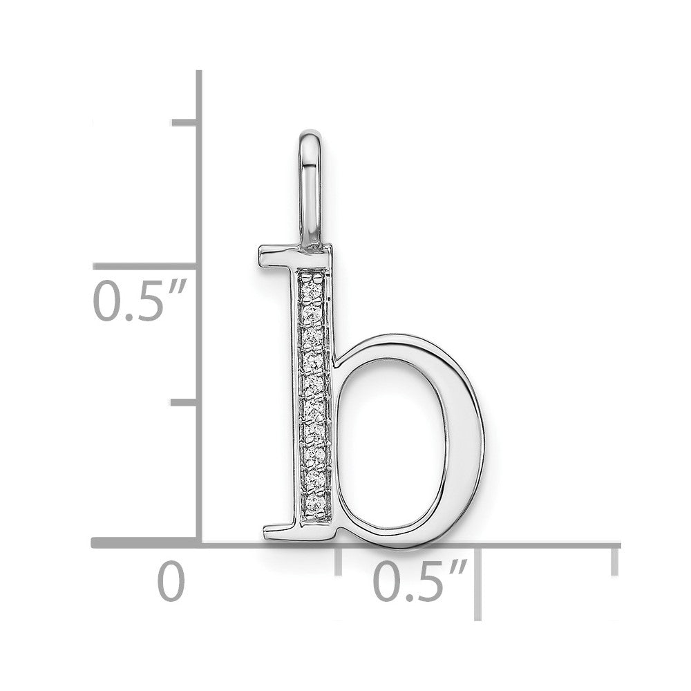 14K Weißgold Echter Diamant Kleinbuchstabe B Initial-Anhänger