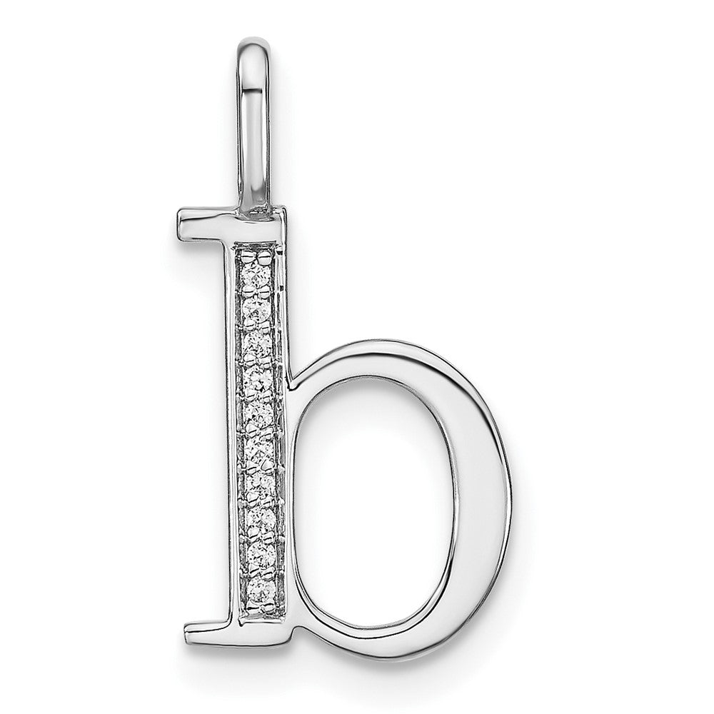 14K Weißgold Echter Diamant Kleinbuchstabe B Initial-Anhänger