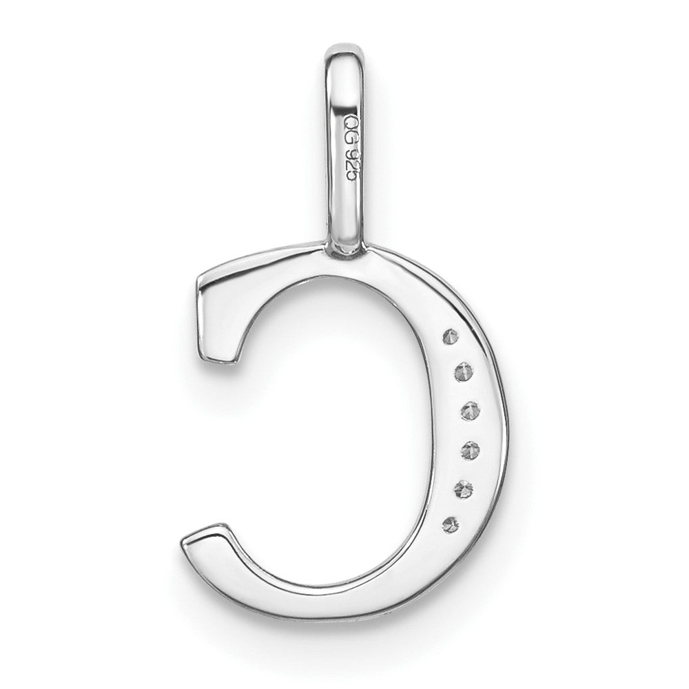 14K Weißgold Initial-Anhänger mit echtem Diamant, Kleinbuchstabe C